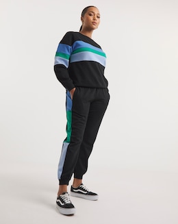 Black &amp; Blue Colour Block Joggers
