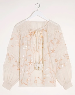 Jo by Joanna Hope Embellished Sequin Blouse