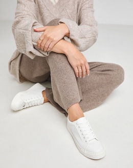 Janey Scalloped Edge Lace Up Trainer Wide E Fit