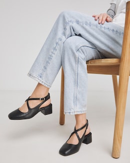 Uma Cross Strap Mary Jane Slingback Shoes - Extra Wide Fit (EEE)