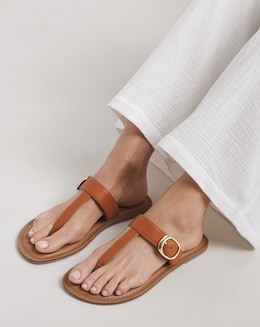 Fortune Leather Toe Post Sandals - Wide Fit (E)