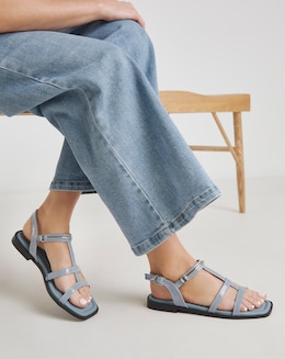 Dauphin Strappy Flat Sandals - Wide Fit (E)
