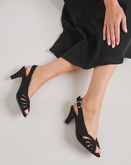 Lisbon Peep Toe Slingback Shoes - Wide Fit (E)