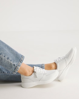 Heavenly Soles Seraphina Leather Lace Side Zip Trainers - Extra Wide Fit (EEE)