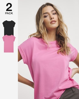 Black &amp; Pink 2 Pack Boyfriend T Shirts