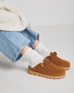 Austin Suede Chunky Closed Toe Mules Extra Wide EEE Fit