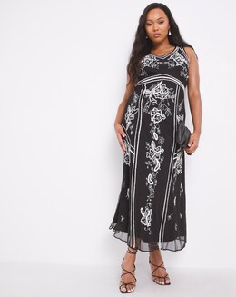 Joanna Hope Embroidered Beaded Maxi Dress