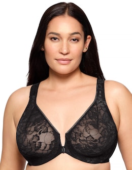 Glamorise Plus Size Lacey T-Back WonderWire Front Fastening Bra 9246