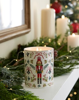 Merry Berries &amp; Bows Ceramic Nutcracker Candle