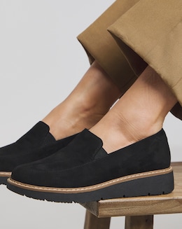 Heavenly Soles Rylee Low Wedge Slipper Cut Plain Loafer - Extra Wide Fit (EEE)