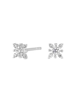 Simply Silver Sterling Silver 925 White Cubic Zirconia Flower Stud Earrings