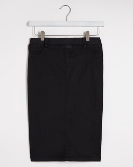 Amber Black Pull-On Stretch Denim Tube Skirt