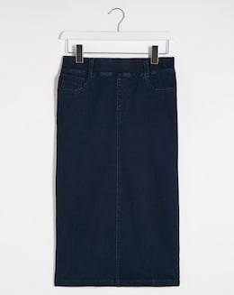 Amber Indigo Pull-On Stretch Denim Tube Skirt