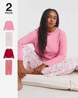 Christmas Ribbed 2 Pack PJ Sets - Image