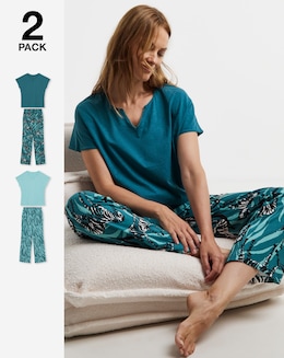 JD Williams (2 Pack) Cotton Pyjama Sets Animal Print