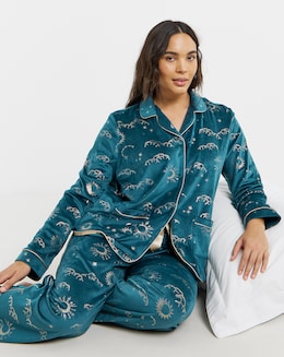 Chelsea Peers Velour Button Up Printed Pyjama Set