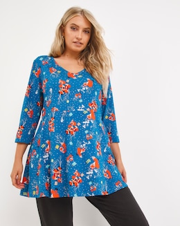Joe Browns Fox Print Christmas Jersey Tunic