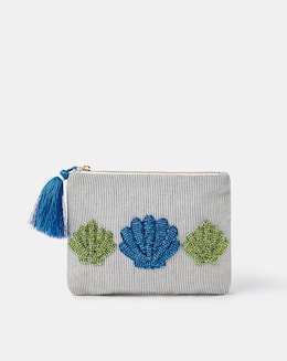 Accessorize Shell Bead Stripe Pouch