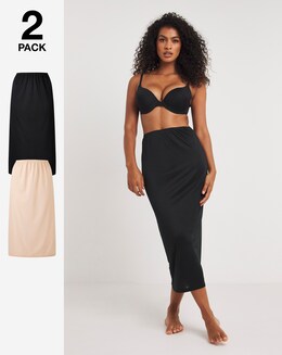 Naturally Close 2 Pack Black/Blush Maxi Waist Slip