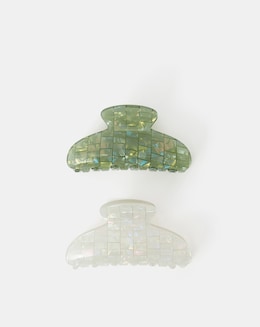 Accessorize 2-Pack Iridescent Tile Claw Clips