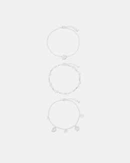 Accessorize 3-Pack Shell Charm Anklets