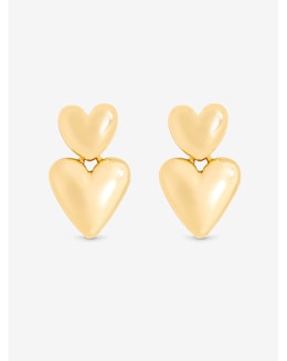 Mood Gold Polished Puffed Heart Drop Earrings