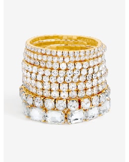 Mood Gold Crystal Multipack Stretch Bracelets - Pack of 7