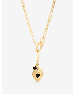Mood Gold Polished &amp; Jet Heart Charm Necklace