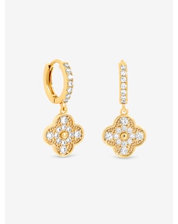 Jon Richard Gold Plated Pave Clover Earrings