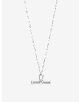 Simply Silver Sterling Silver 925 Polished Textured T Bar Necklace