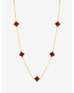 Jon Richard Gold Plated Carnelian Station Clover Necklace