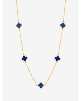 Jon Richard Gold Plated Lapis Station Clover Necklace