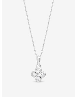 Simply Silver Sterling Silver 925 Cubic Zirconia Clover Pendant - Gift Pouch