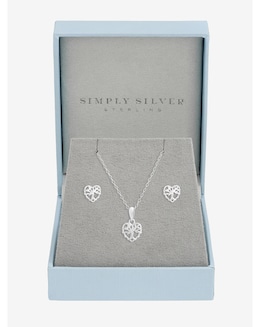 Simply Silver Sterling Silver 925 Polished Tree of Love Set - Gift Boxed
