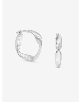 Simply Silver Sterling Silver 925 Polished Soft Diamond Cut Twist Hoop Earrings