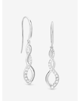 Simply Silver Sterling Silver 925 Cubic Zirconia Infinity Fishhook Drop Earrings