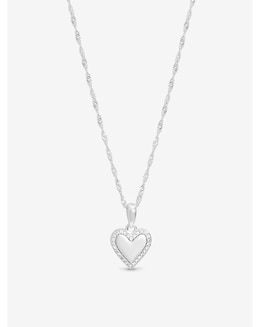Simply Silver Sterling Silver 925 Polished and Pave Heart Pendant