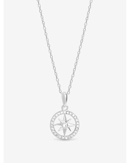 Simply Silver Sterling Silver 925 Cubic Zirconia Pave Celestial Pendant