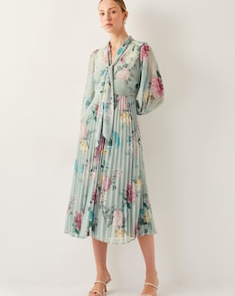 Monsoon Agnes Floral Pleated Midi Dress