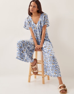 Monsoon Cece Woodblock Wide-Leg Jumpsuit