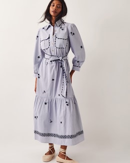 Monsoon Amelia Embroidered Shirt Maxi Dress
