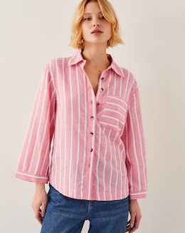 Monsoon Tyra Linen-Blend Stripe Shirt