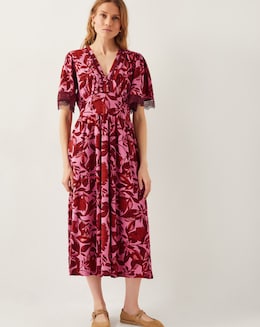 Monsoon Aimee Floral Print Jersey Midi Dress
