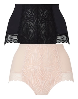 MAGISCULPT Firm Control 2 Pack Tummy Control High Waist Briefs Blush/Black