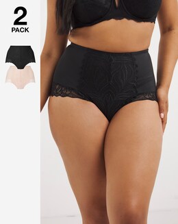 MAGISCULPT 2 Pack Firm Control High Waist Blush/Black Briefs