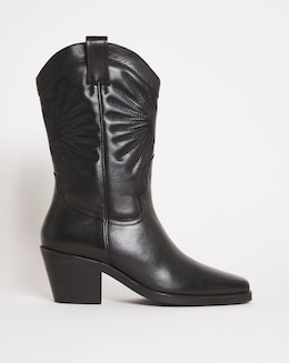 Maeve Leather Embroidered Western Cowboy Boots Ex Wide Fit Standard Calf