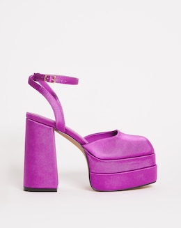 Athene Square Toe Platform Heeled Court Shoes Ex Wide Fit