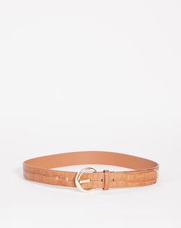 Tan Croc Metal Tipped Belt