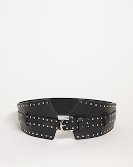 Black Studded Wrap Detail Waist Belt