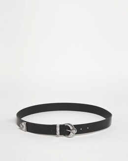 Black Embellished Western Belt